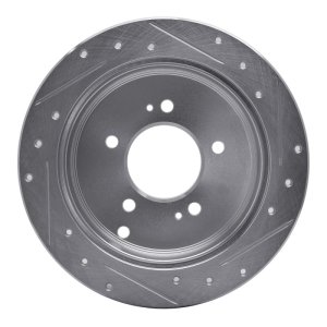 Hyundai Santa Fe Brake Rotor (1) - Rear Left - R1 Concepts - Drilled & Slotted - Silver - `01-`16